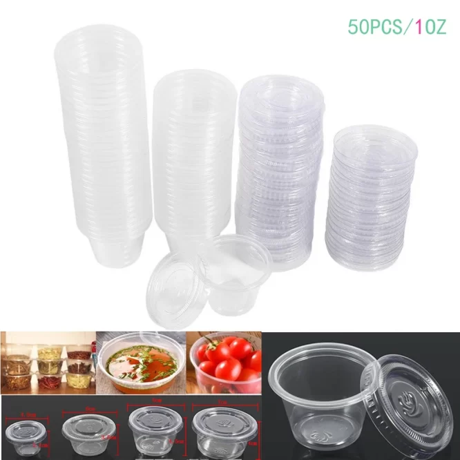 1OZ CLEAR CONTAINER WITH LID PACK OF 50PCS