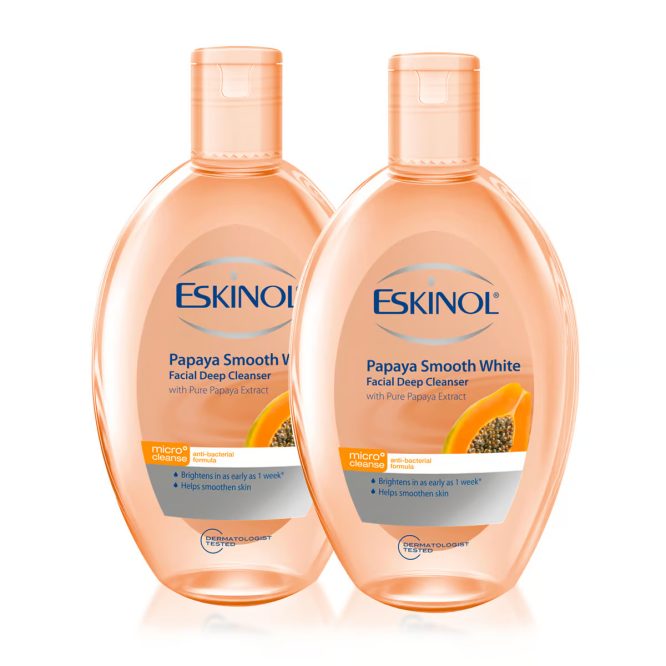 ESKINOL PAPAYA SMOOTH WHITE FACIAL DEEP CLEANSER 2 x 225 ML