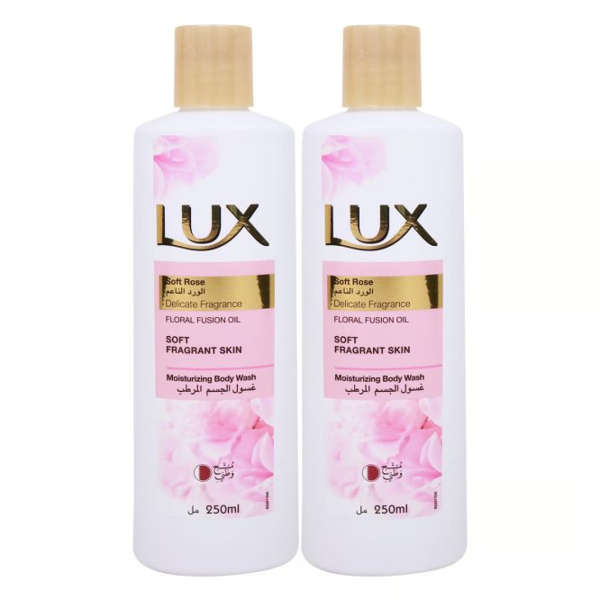 LUX SOFT ROSE BODY WASH 2×250ML