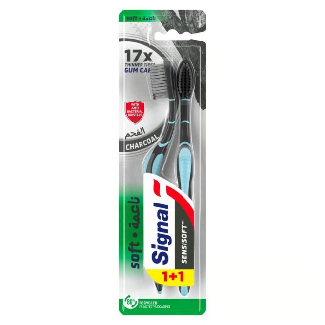 SIGNAL SENSISOFT CHARCOAL TOOTHBRUSH 1+1