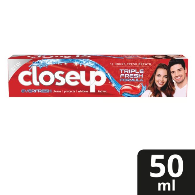 CLOSEUP TRIPLE FRESH FORMULA RED HOT TOOTHPASTE 50 ML