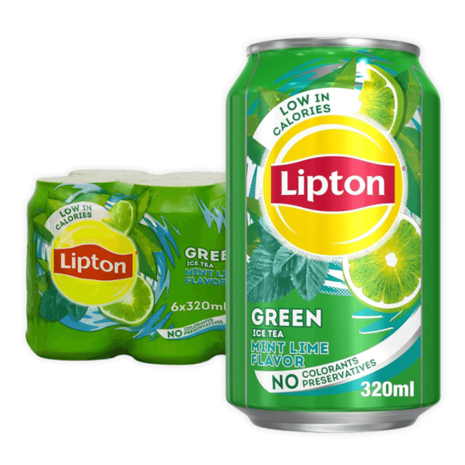 LIPTON GREEN MINT LIME ICE TEA SOFT DRINK CAN 320ML