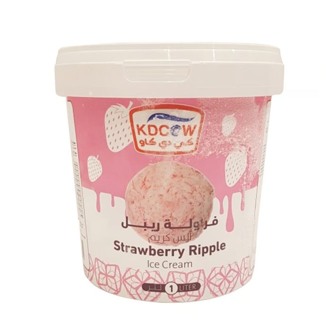 KD COW STRAWBERRY RIPPLE ICE CREAM 1L