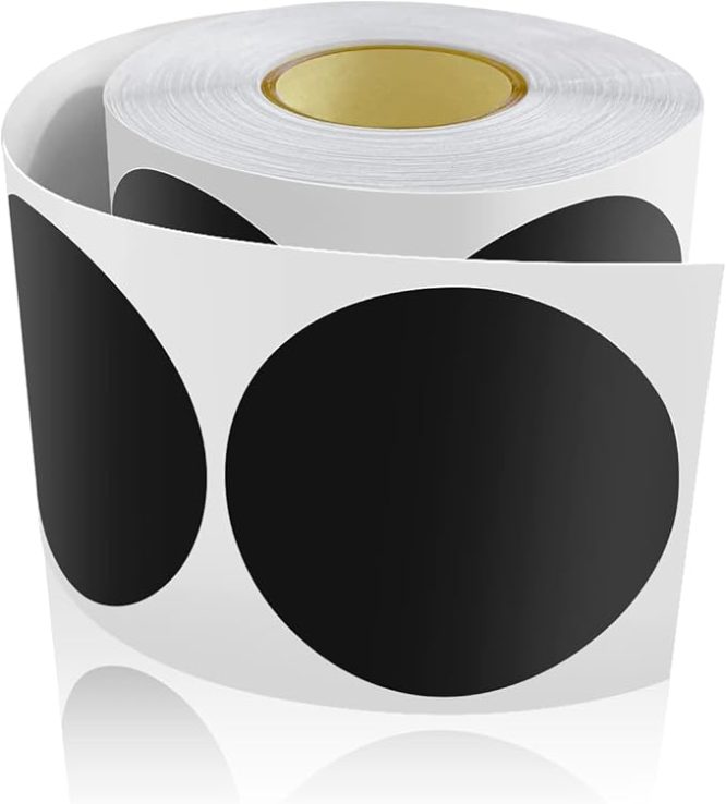 5CM ROUND STICKER LABEL ROLL BLACK/WHITE