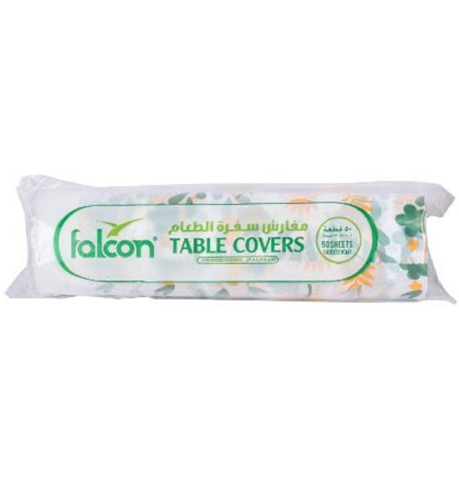 FALCON SOFRA WHITE PRINTED TABLE COVERS 100×130CM