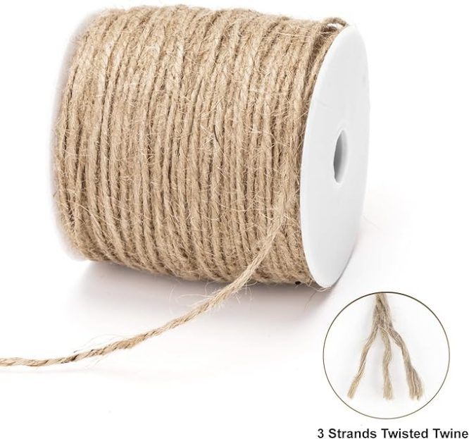 BURLAP JUTE TWINE ROLL 100 METERS FOR DECORATION,CRAFTS ETC