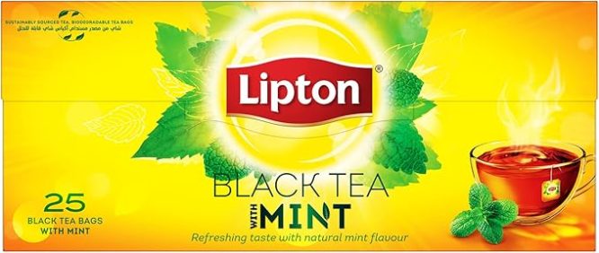 LIPTON BLACK TEA WITH MINT 25 TEA BAGS