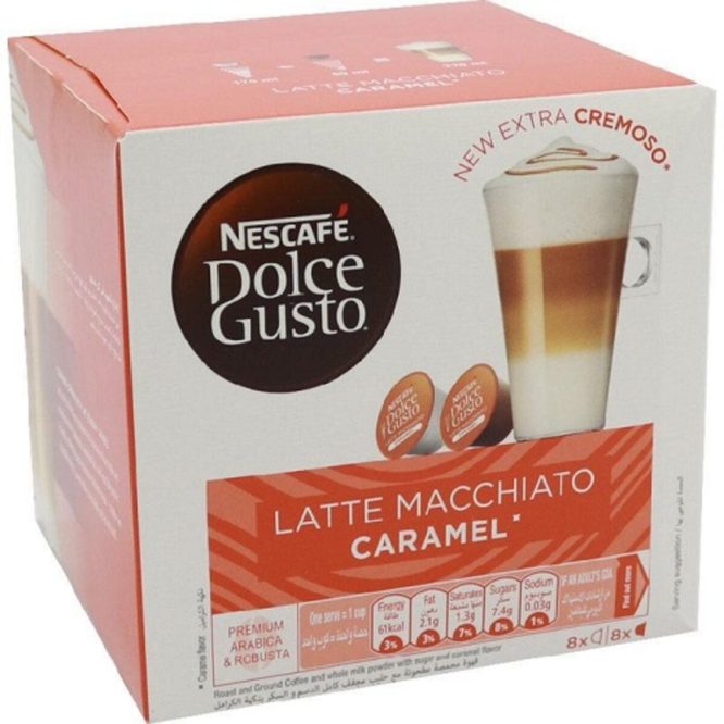 NESCAFE  DOLCE GUSTO CARAMEL LATTE MACCHIATTO 16 CAPSULES 145.6G