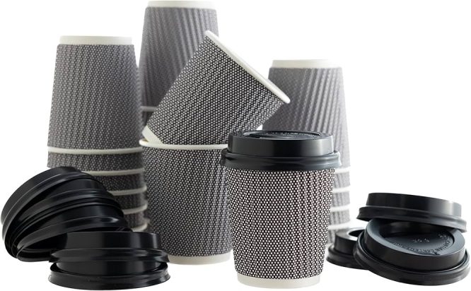 4OZ RIBBED THERMAL PAPER CUPS WITH LID 25PC