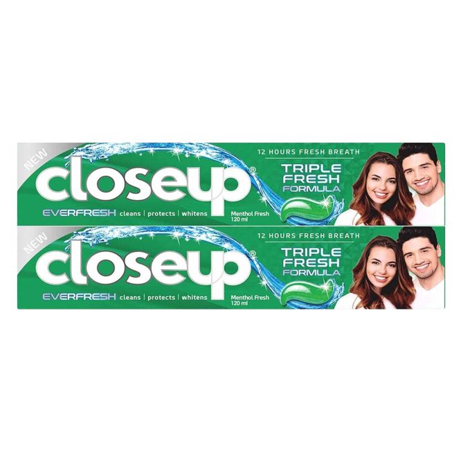 CLOSEUP TRIPLE FRESH FORMULA MENTHOL FRESH TOOTHPASTE 2×120ML