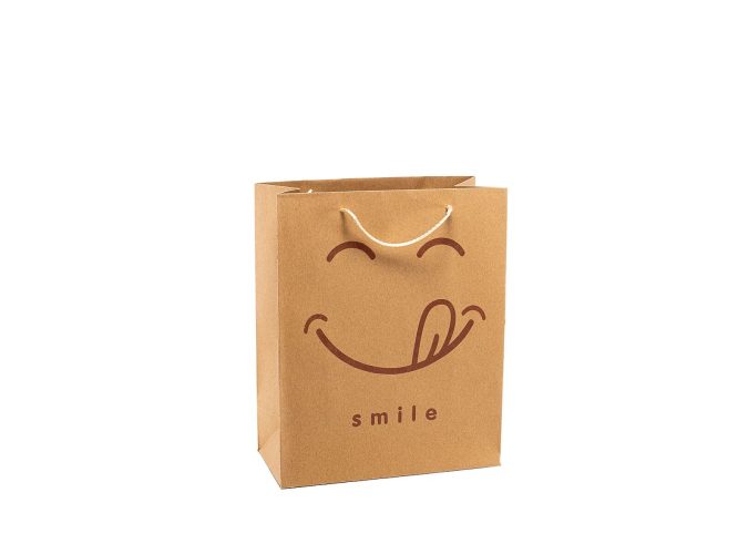 KRAFT SMILE GIFT PAPER BAG MEDIUM 12 PCS