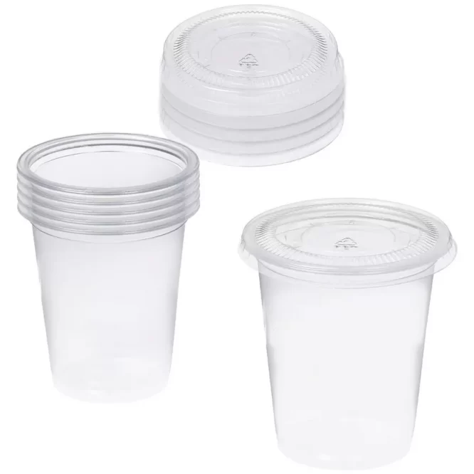 PLASTIC CUPS CLEAR WITH LID 7OZ PACK OF 50PCS