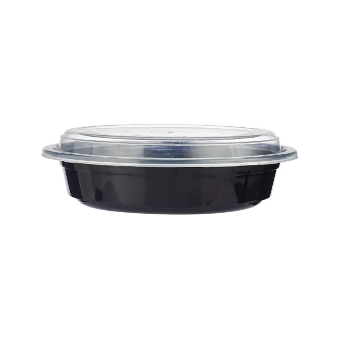 24 - RO ROUND BLACK CONTAINER WITH LID PACK OF 10 PC