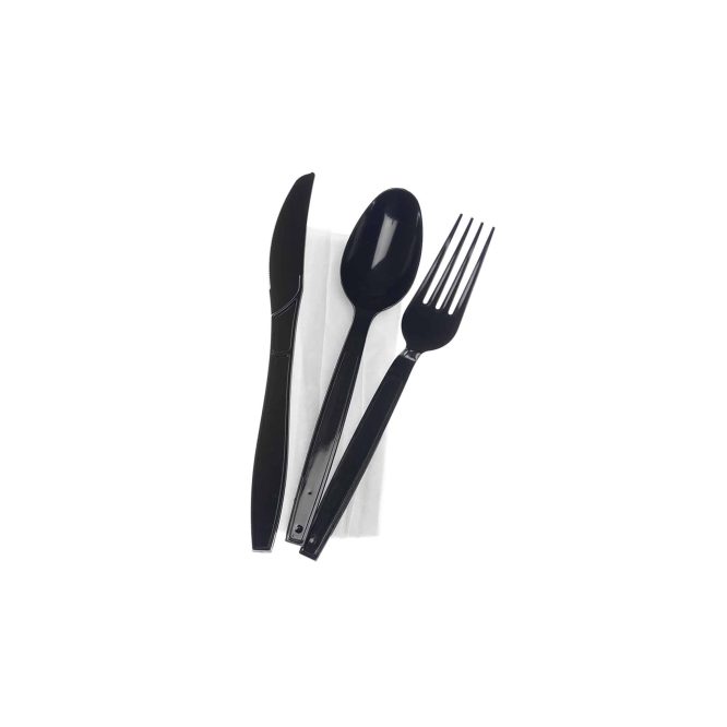 4 IN 1 CUTLERY SET (SPOON, FORK, KNIFE, NAPKIN) PACK 10 PCS