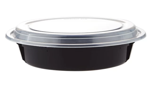 48 - RO ROUND BLACK CONTAINER WITH LID PACK OF 10 PC