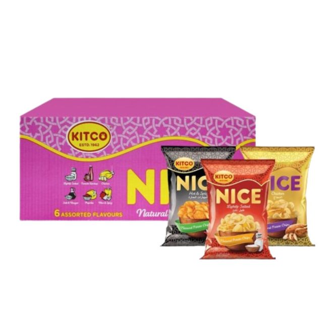 NICE POTATO CHPS ASSORTED FLAVORS 20×22GM