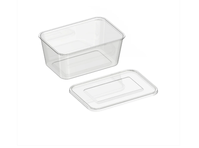 1000ML TRANSPARENT RECTANGULAR PLASTIC CONTAINER WITH LID 10 PCS