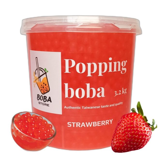 POPPING BOBA BUBBLES STRAWBERRY FRUITY PEARLS 3.2KG