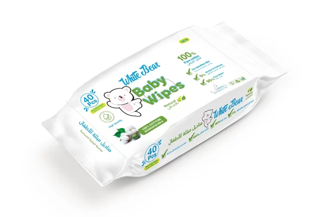 WHITE BEAR BABY WIPES 40 WIPES