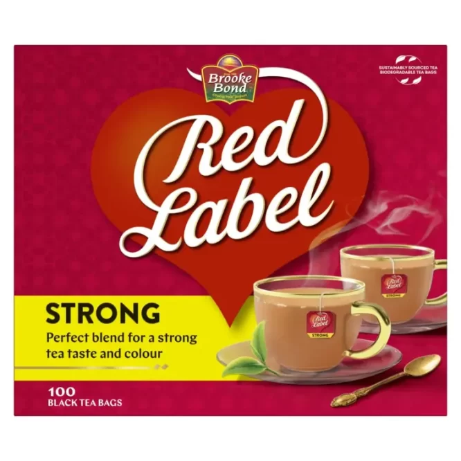 BROOKE BOND RED LABEL STRONG BLACK TEA 100 TEA BAGS