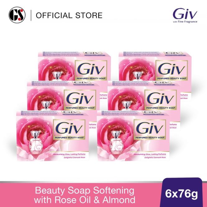 GIV BEAUTY SOAP WITH DAMASK ROSE & ALMOND 76G PACK OF 6 PIECES