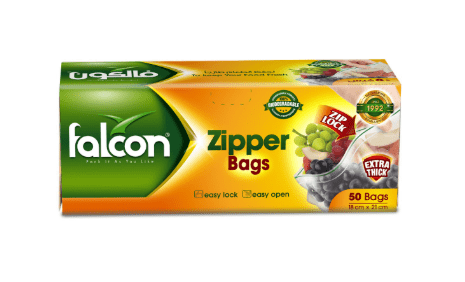 اكياس بلاستيك سحاب لحفظ الطعام 21x18 سم/فالكون