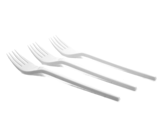 MD WHITE PLASTIC FORK 50 PCS