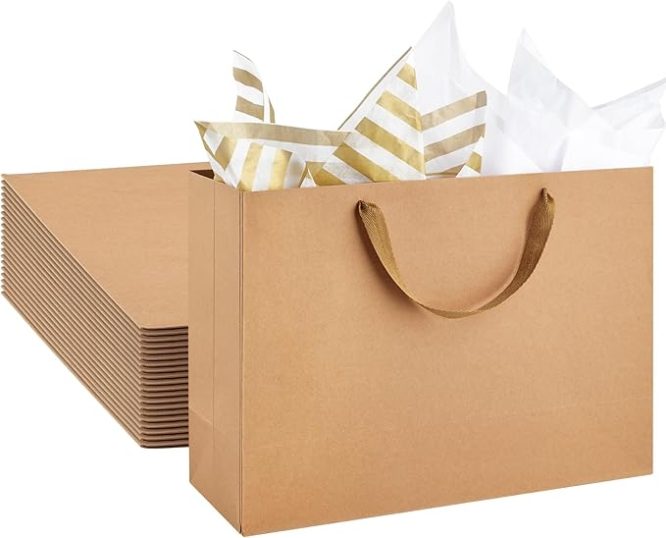 BROWN PAPER GIFT BAG 16×53×42CM 10 PIECES