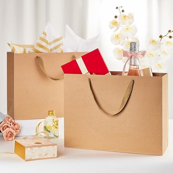 BROWN PAPER GIFT BAG 16×53×42CM 10 PIECES