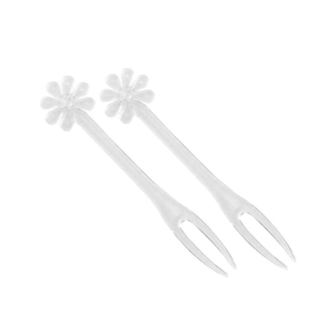 PLASTIC FRUIT FORK 2 TEETH PACK OF 50 PCS