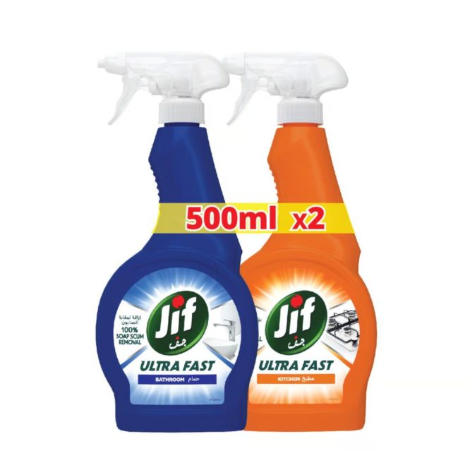 JIF ULTRA FAST CLEANER BATHROOM+KITCHEN 500ML SPECIAL OFFER