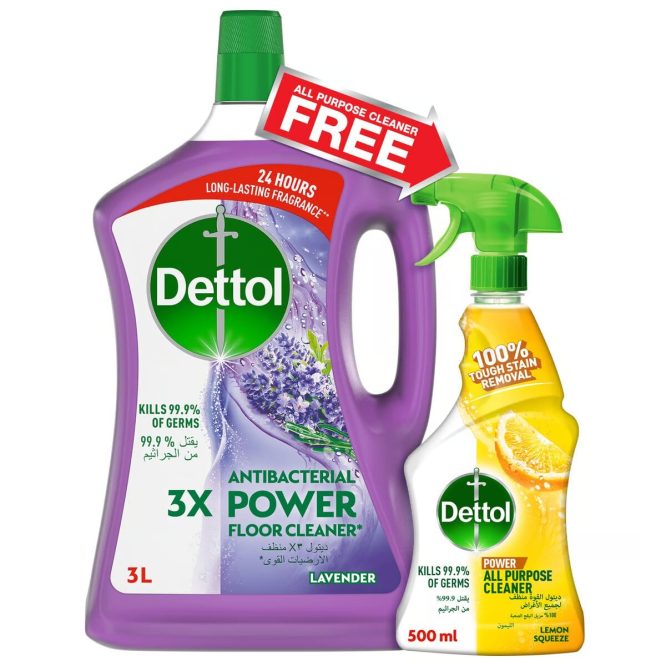 DETTOL LAVENDER 3X ANTIBACTERIAL FLOOR CLEANER 3L+ALL PURPOSE CLEANER 500ML