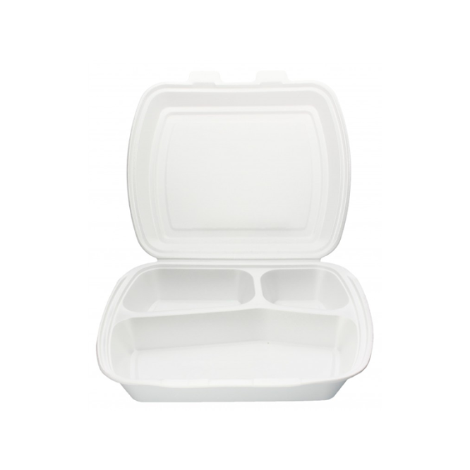 LB3 3 SECTIONS FOAM WHITE LUNCH BOX CONTAINER