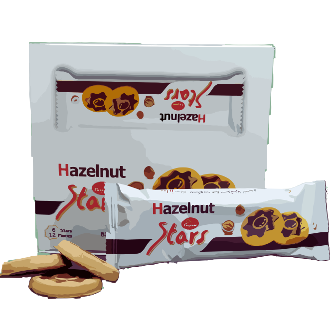 ELEGANCE STARS HAZELNUT BISCUITS WITH  CHOCOLATE 24 PCS